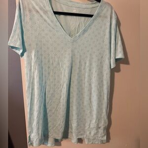 Women's aqua Star Print V-Neck Top
